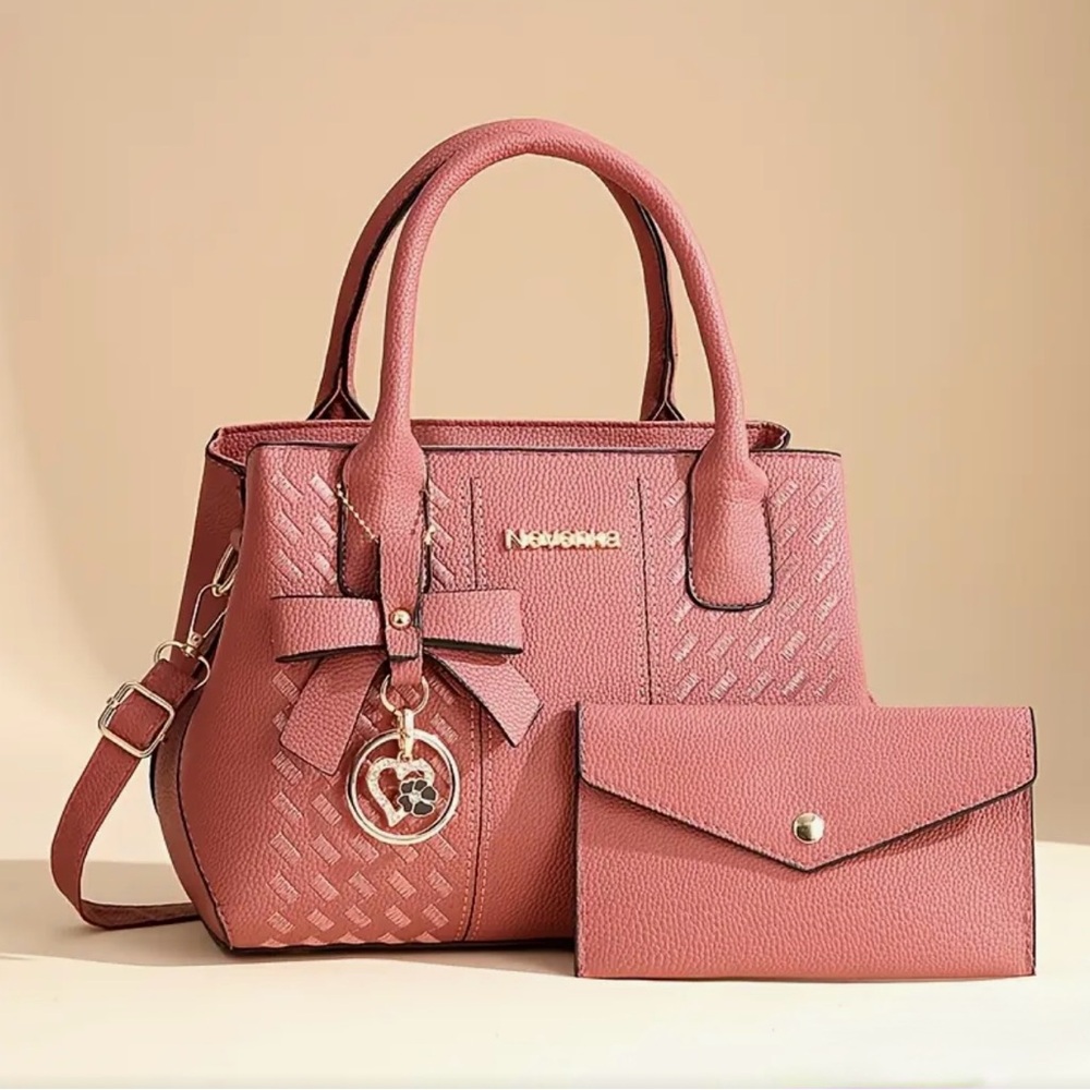 Pink Handbag and Wallet Set